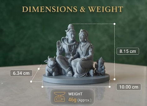 Shiv Parvati With Nandi and Ganesh