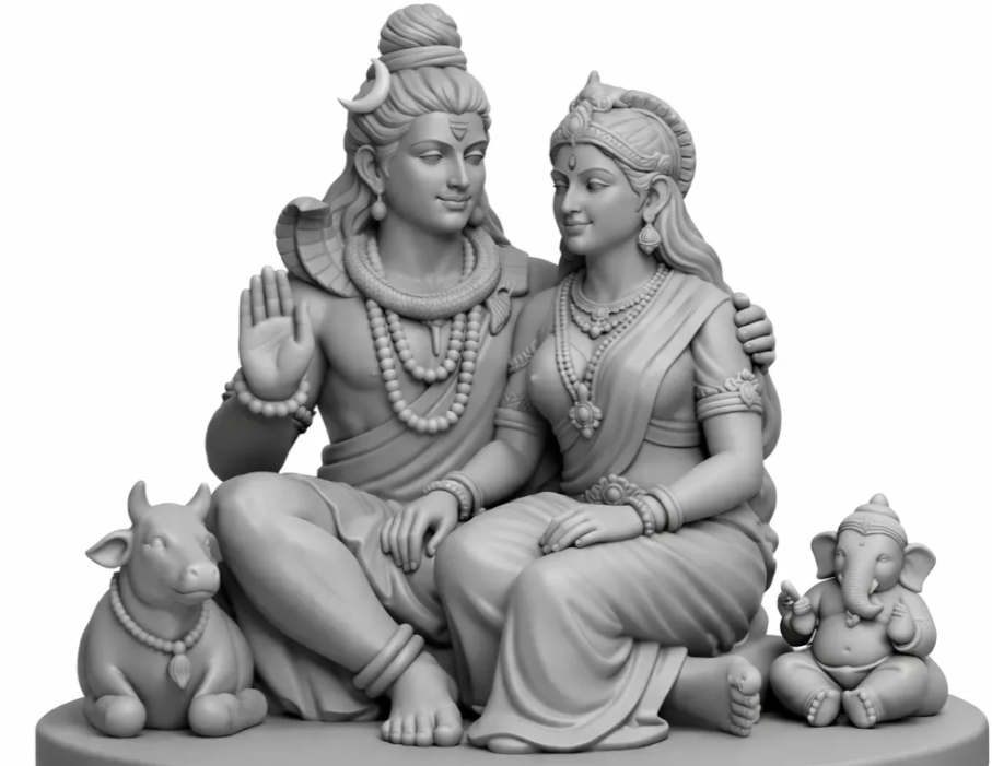 Shiv Parvati With Nandi and Ganesh