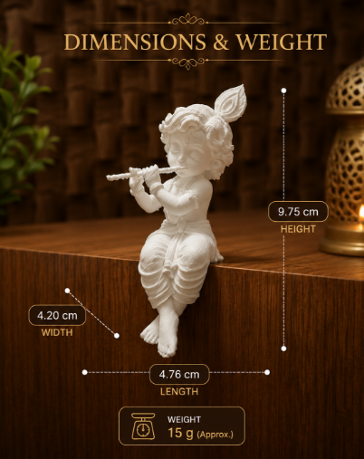 Edge-Sitting Little Krishna Flute Figurine