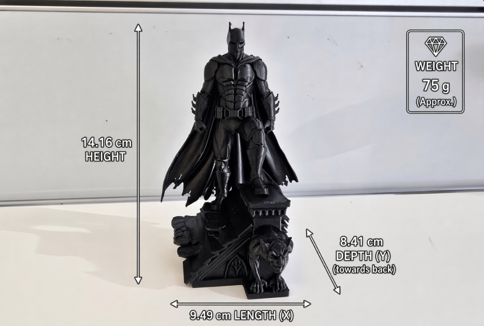 Batman on rooftop pedestal